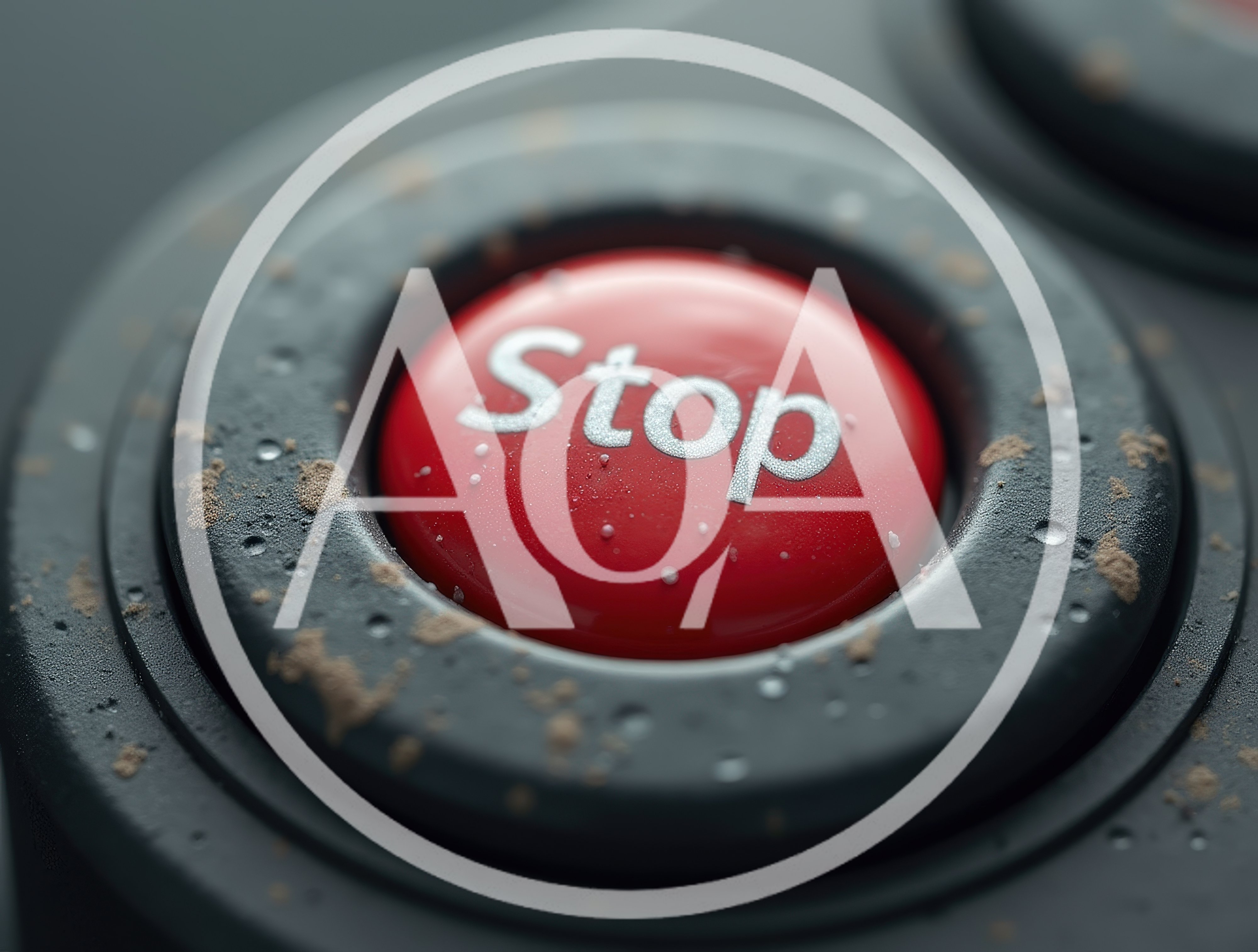 Close Up Of A Dirty Red Stop Button