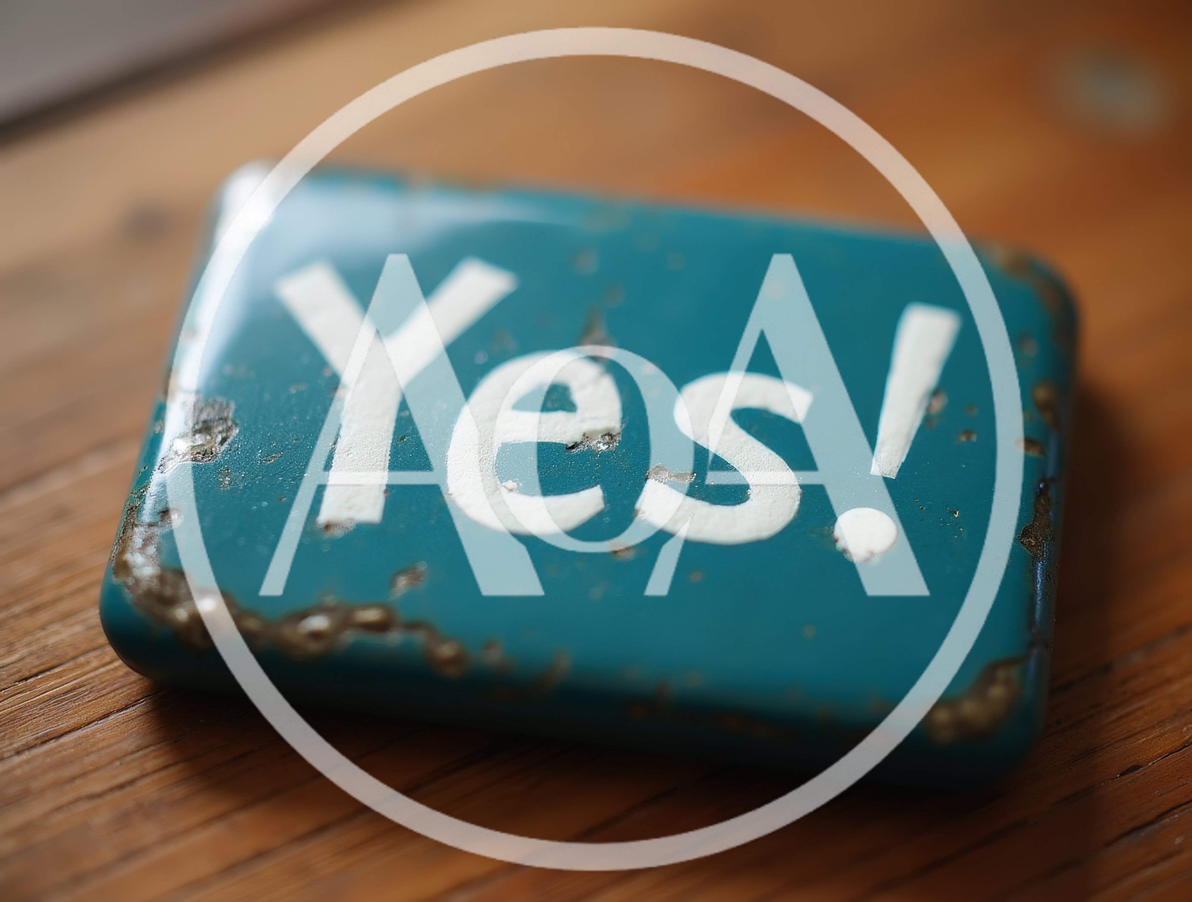 Weathered Teal Metal Sign With Yes Text