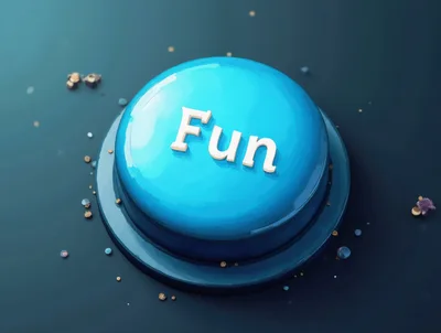 Blue Button With Fun Text On Dark Background