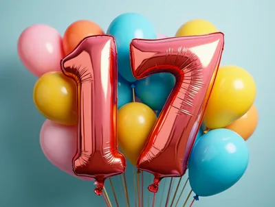 Seventeenth Birthday Celebration With Red Number Balloons