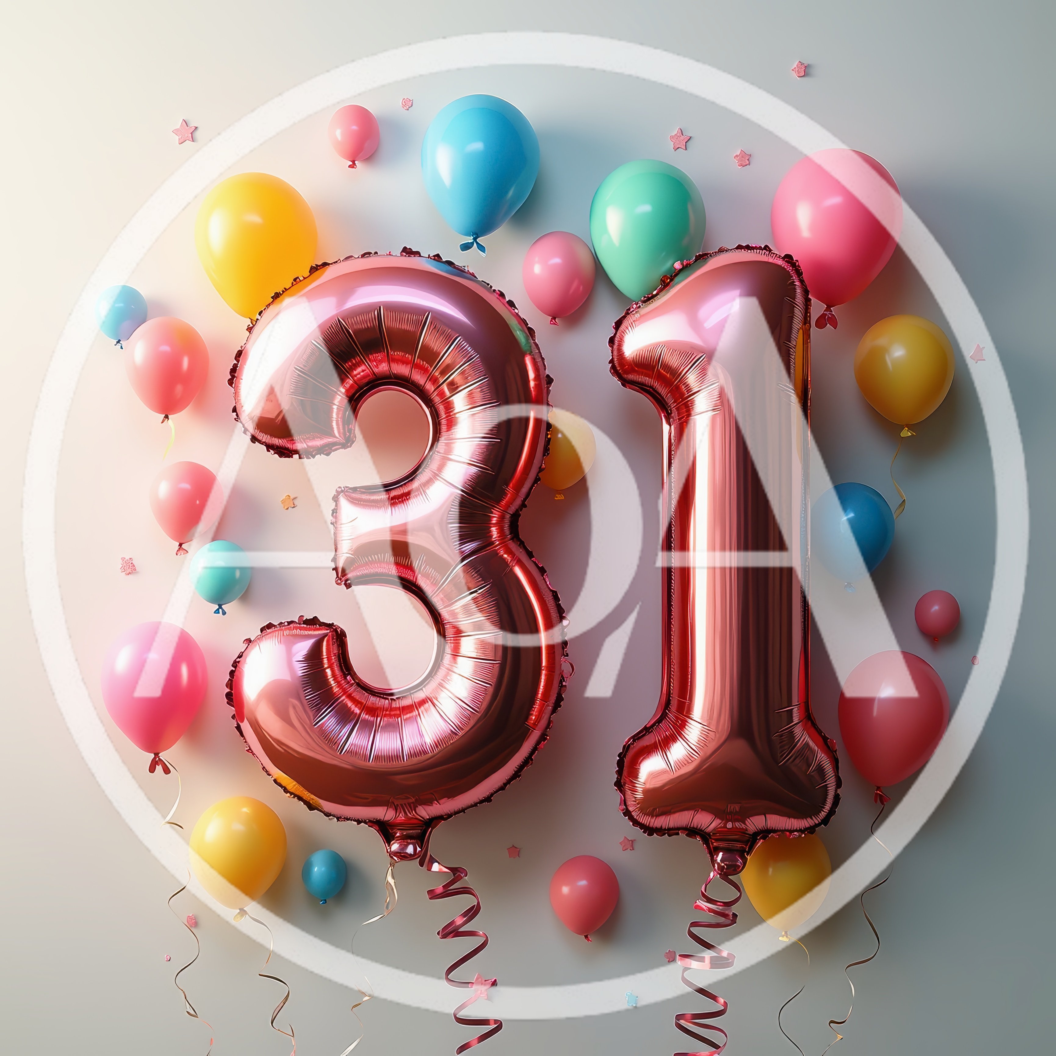 Rose Gold Thirty One Number Balloons