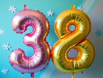 Pink and Gold Number Thirty Eight Balloons