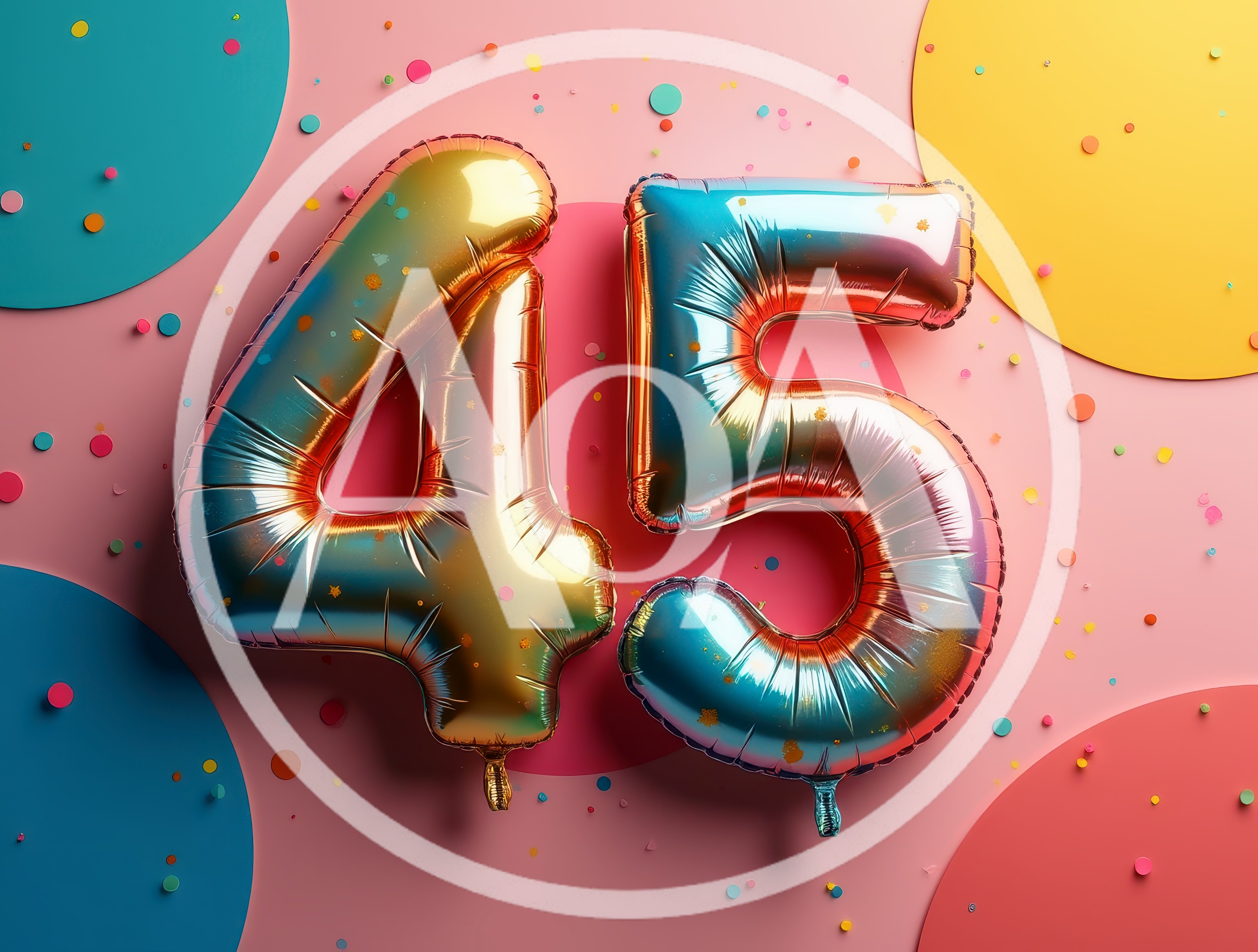 Iridescent Foil Balloon Number Forty Five Celebration