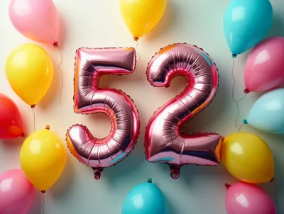 Pink Foil Number Fifty Two Balloons