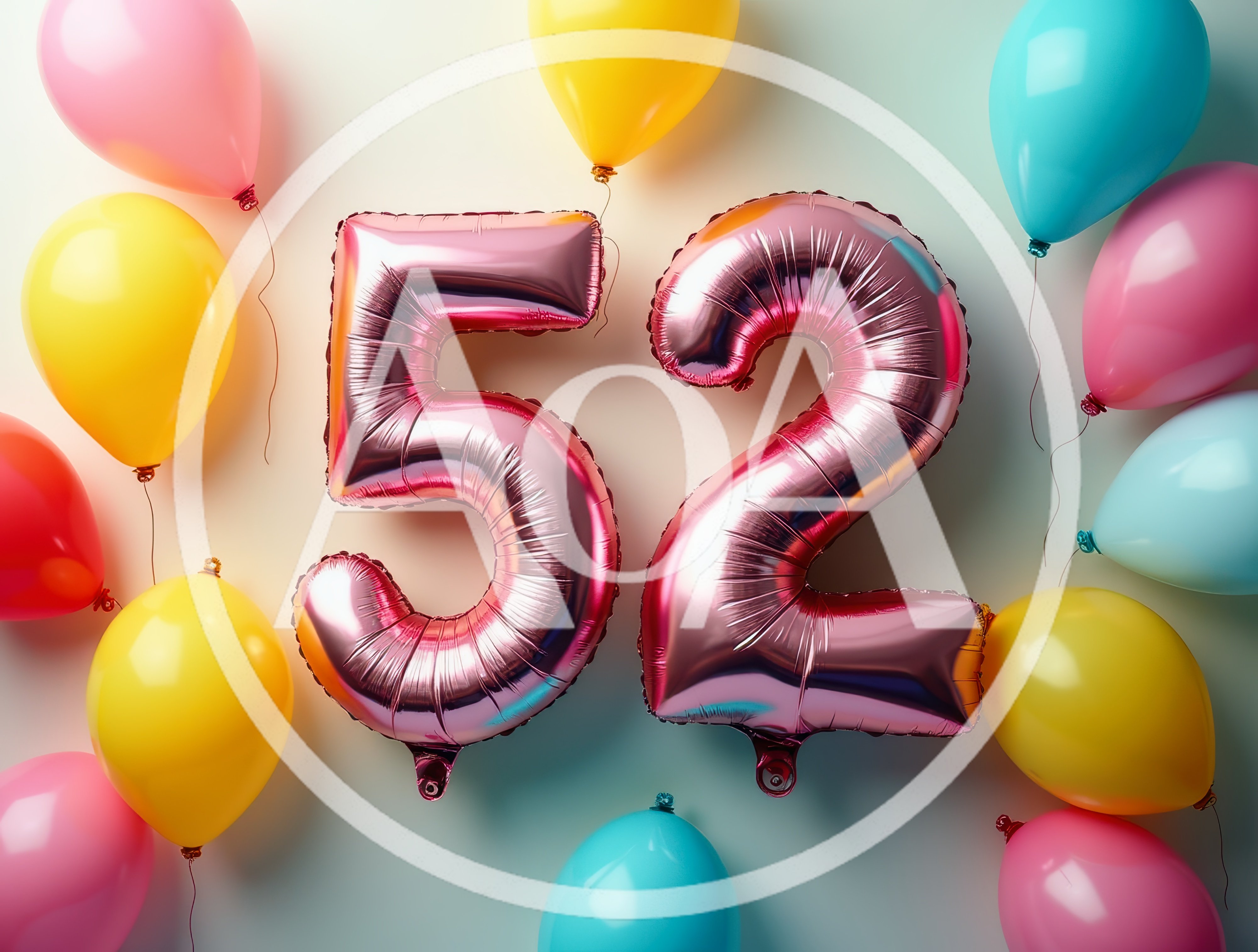 Pink Foil Number Fifty Two Balloons