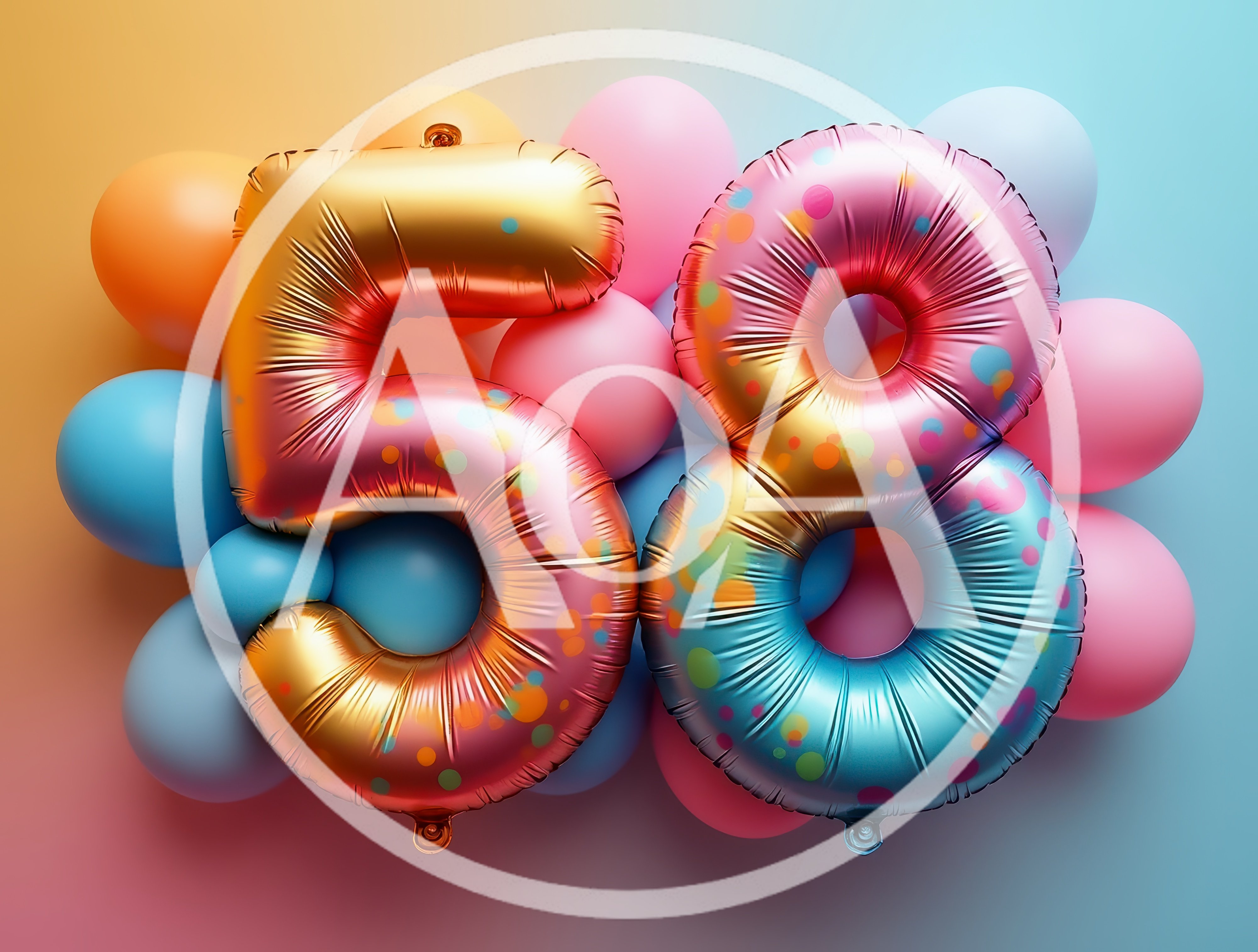 Number 58 Foil Balloons With Colorful Party Decor