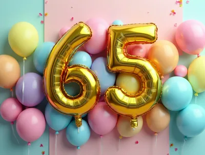 Gold Number 65 Balloons for Birthday Celebration
