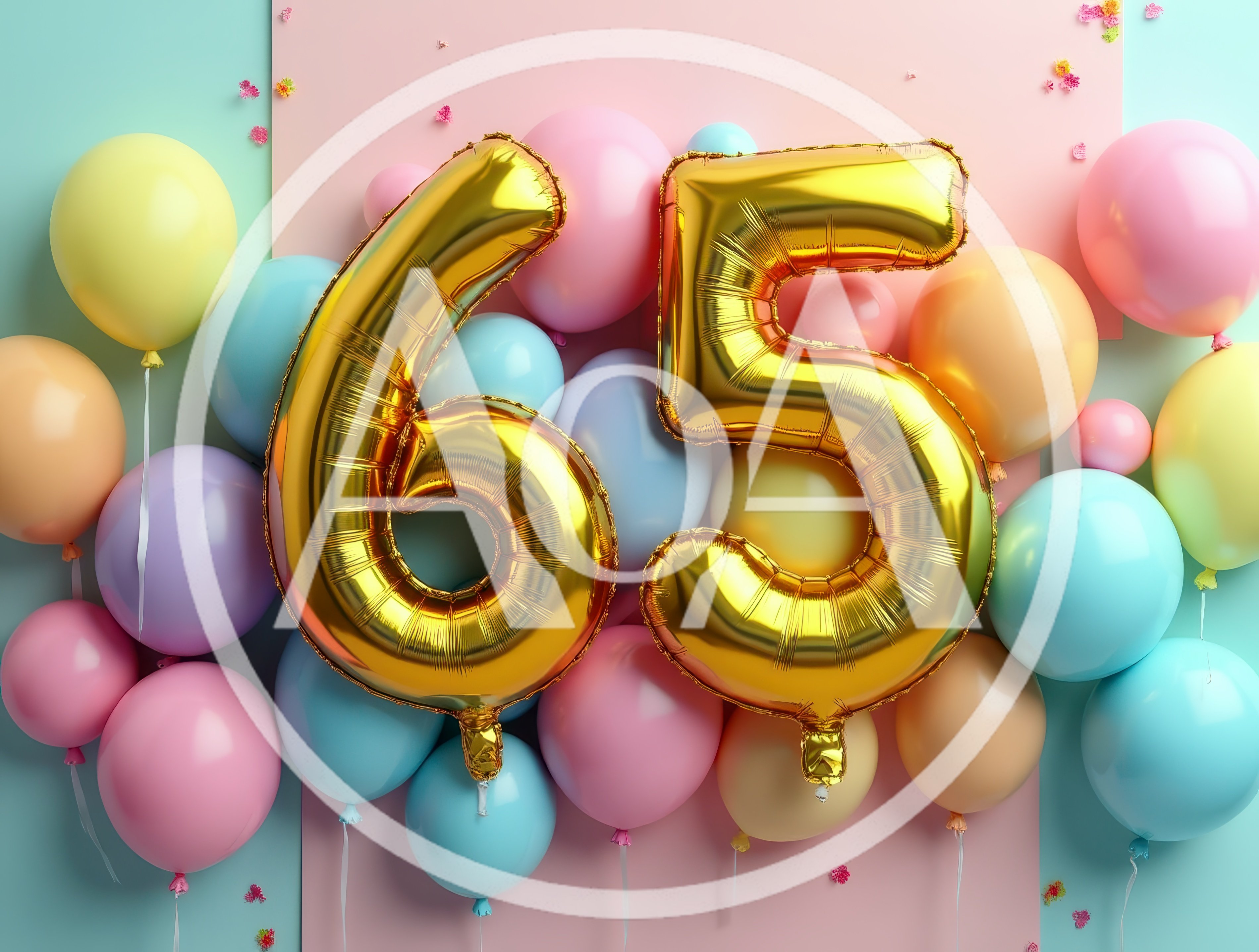 Gold Number 65 Balloons for Birthday Celebration