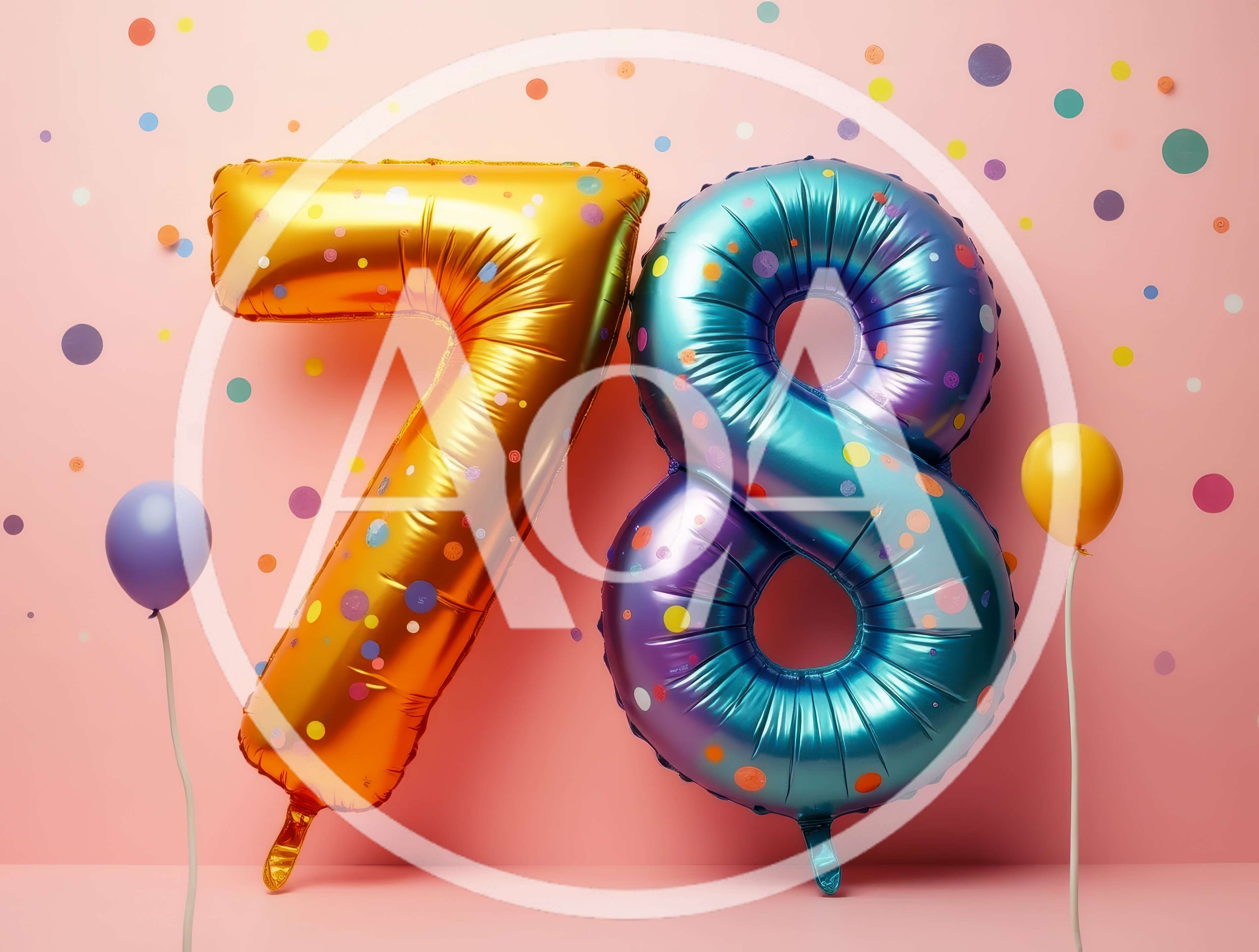 Seventy Eight Number Balloons On Pink Background