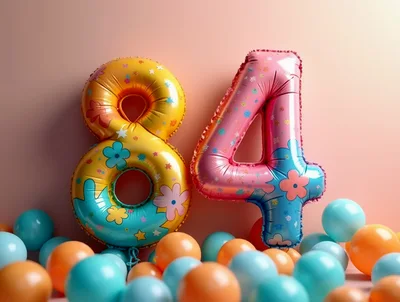 Number 84 Balloon Decoration for Birthday Celebration