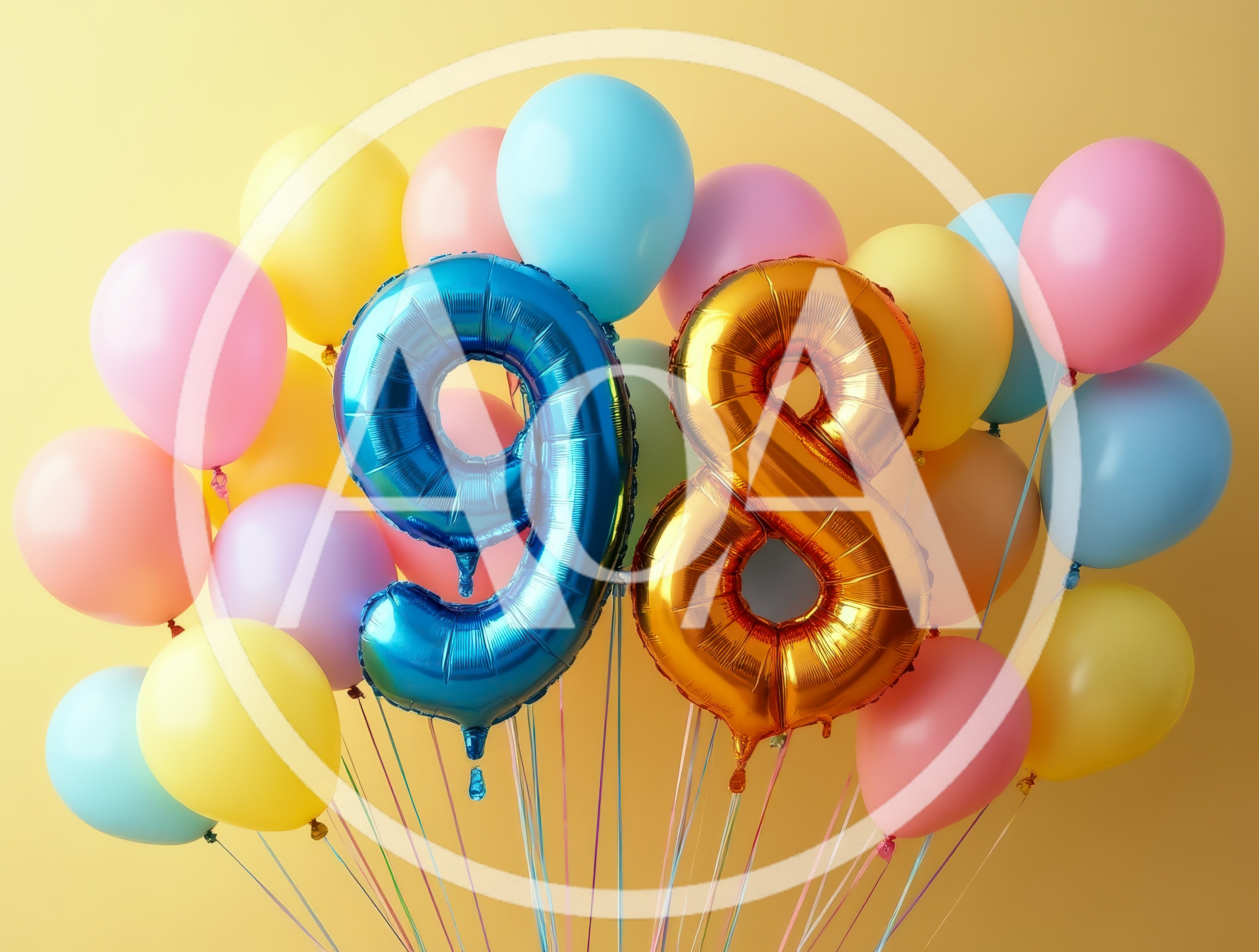 Number 98 Foil Balloons With Colorful Latex Balloons