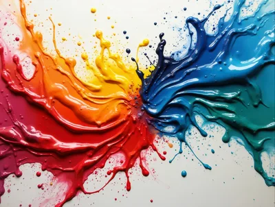 Vibrant Rainbow Paint Splatter Abstract Background