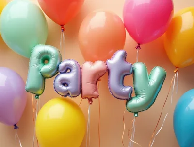 Colorful Party Balloons With Letter Shaped Foil Balloons