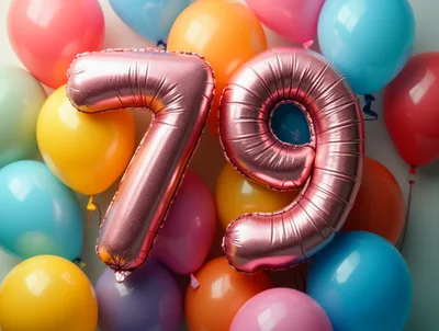Rose Gold Number 79 Balloons For Birthday Celebration