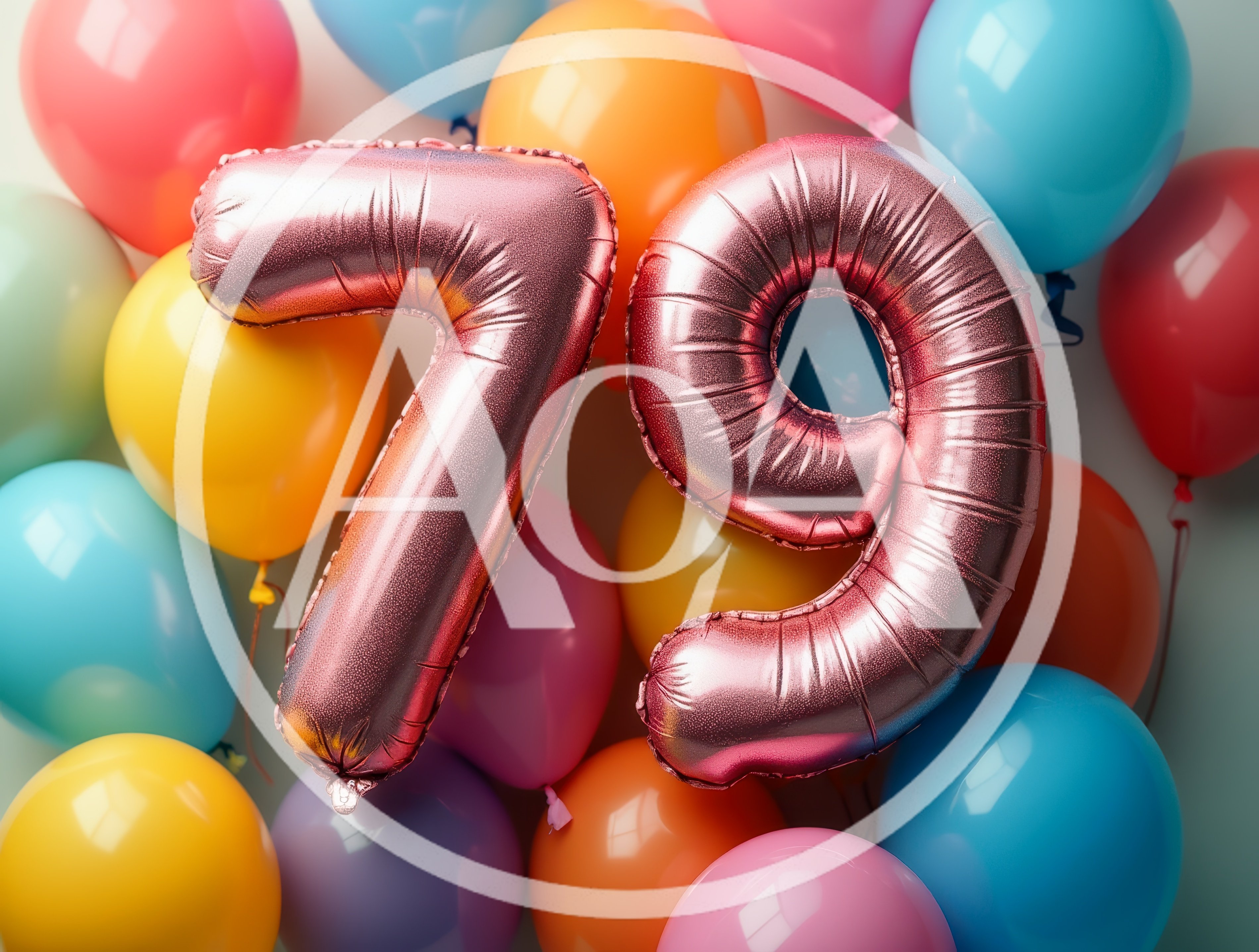 Rose Gold Number 79 Balloons For Birthday Celebration