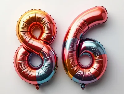 Metallic Rainbow Balloon Numbers Eighty Six