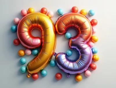 Number 93 Foil Balloons With Colorful Decorative Spheres
