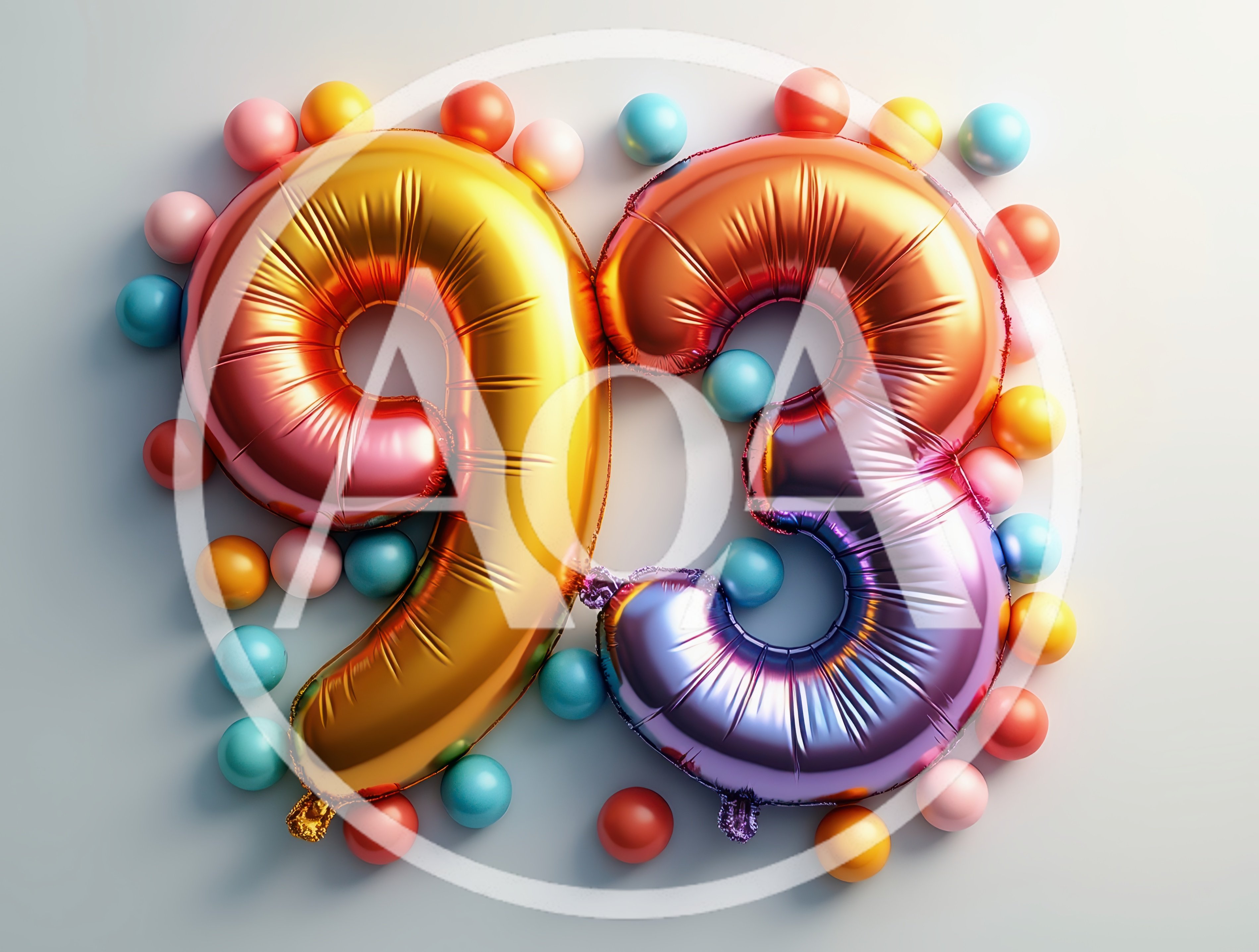 Number 93 Foil Balloons With Colorful Decorative Spheres