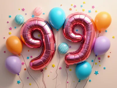 Pink Foil Number Ninety Nine Balloons Celebration