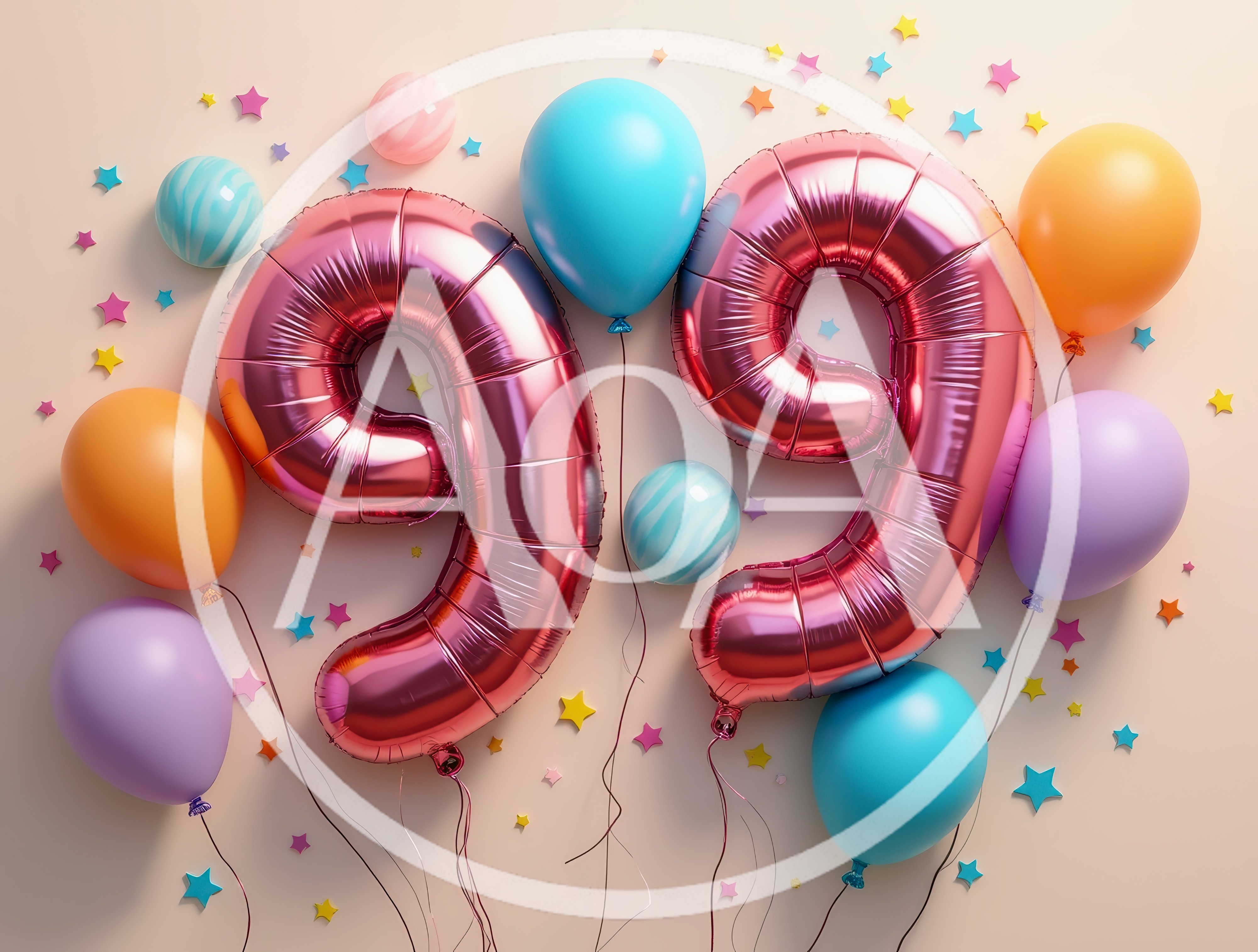 Pink Foil Number Ninety Nine Balloons Celebration