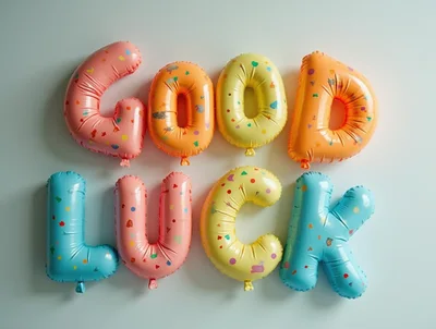 Colorful Balloon Letters Spelling Good Luck