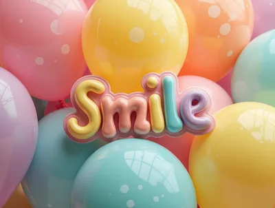 Pastel Balloon Background with Smile Text Sign