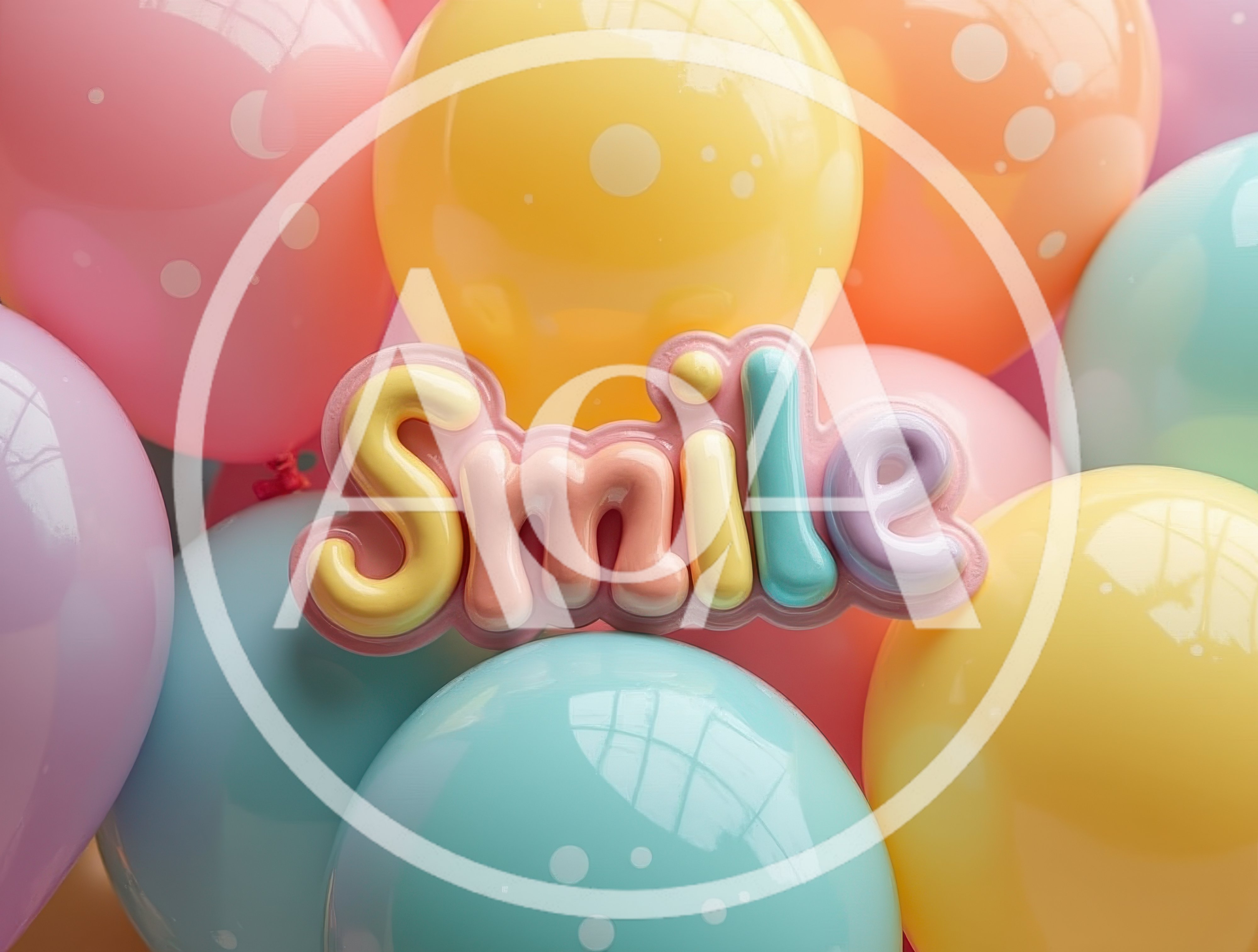 Pastel Balloon Background with Smile Text Sign