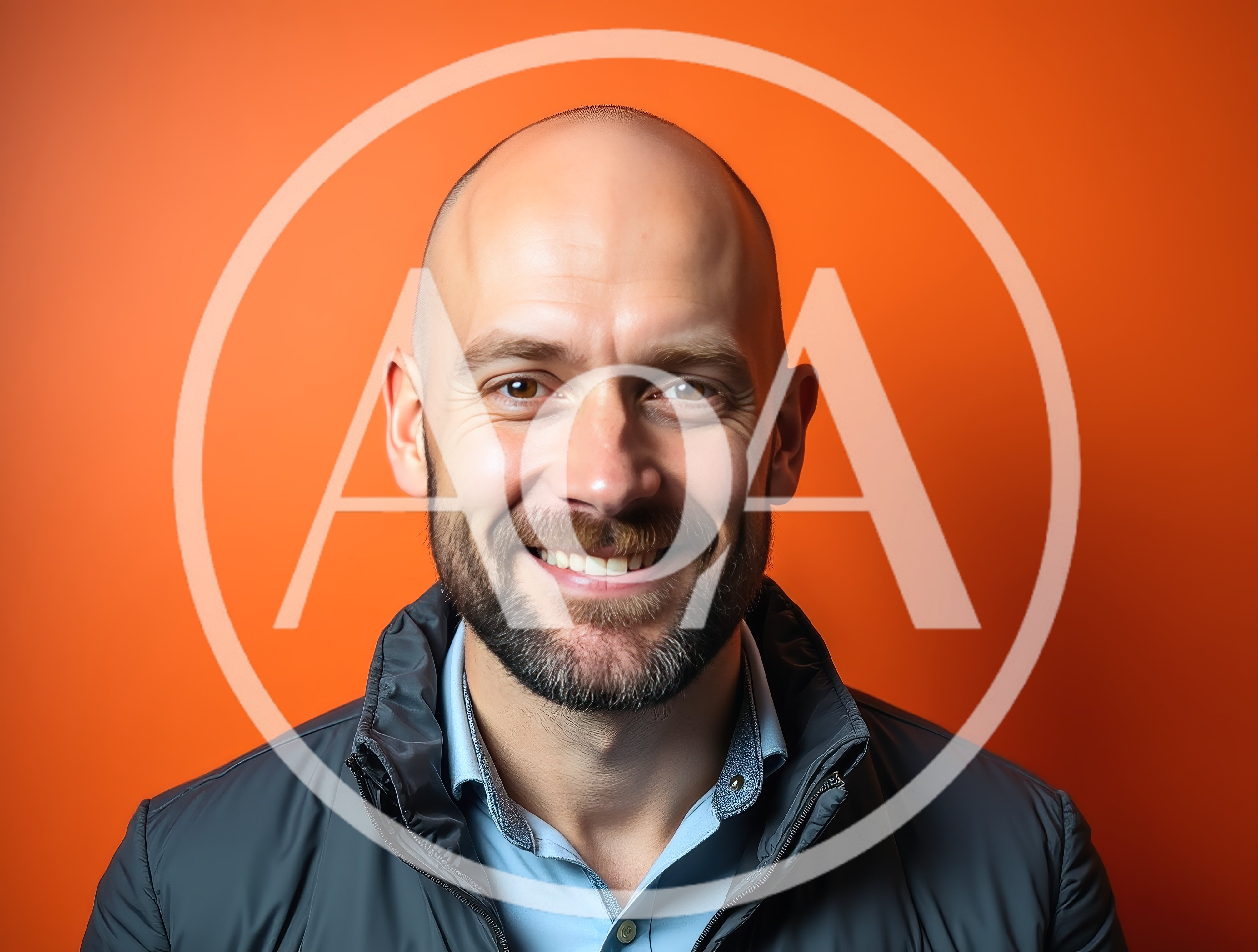 Portrait Of A Smiling Bald Man With A Beard