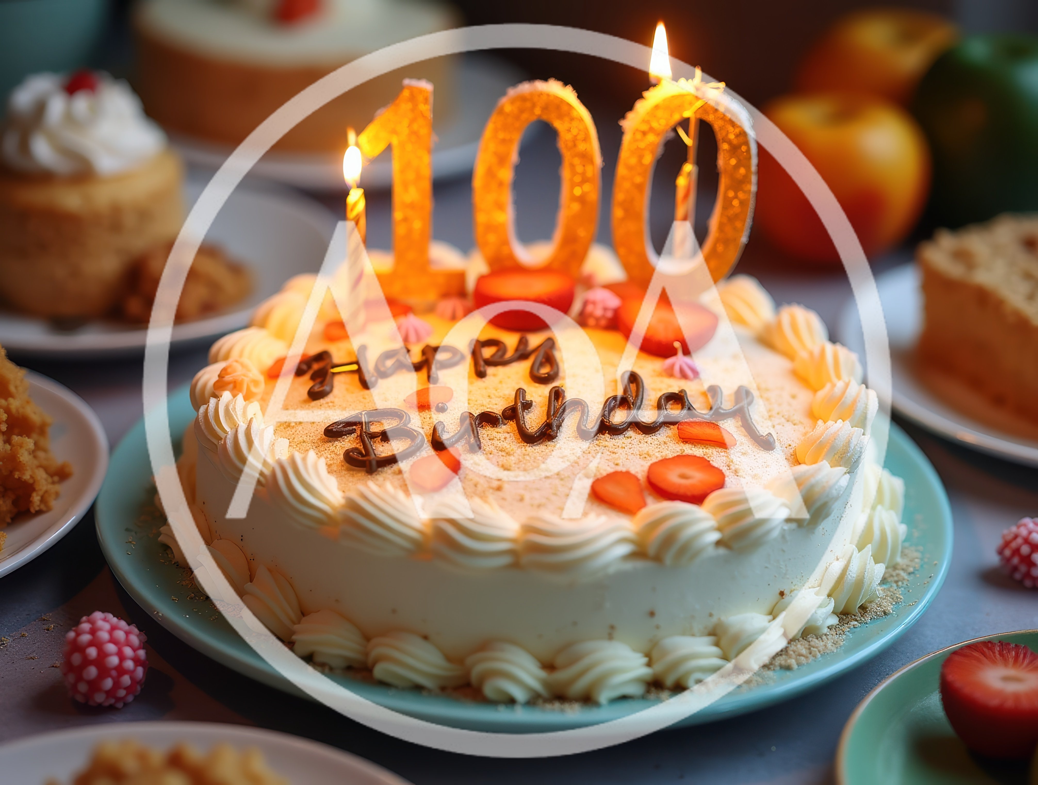 100th Birthday Celebration Cake With Candles