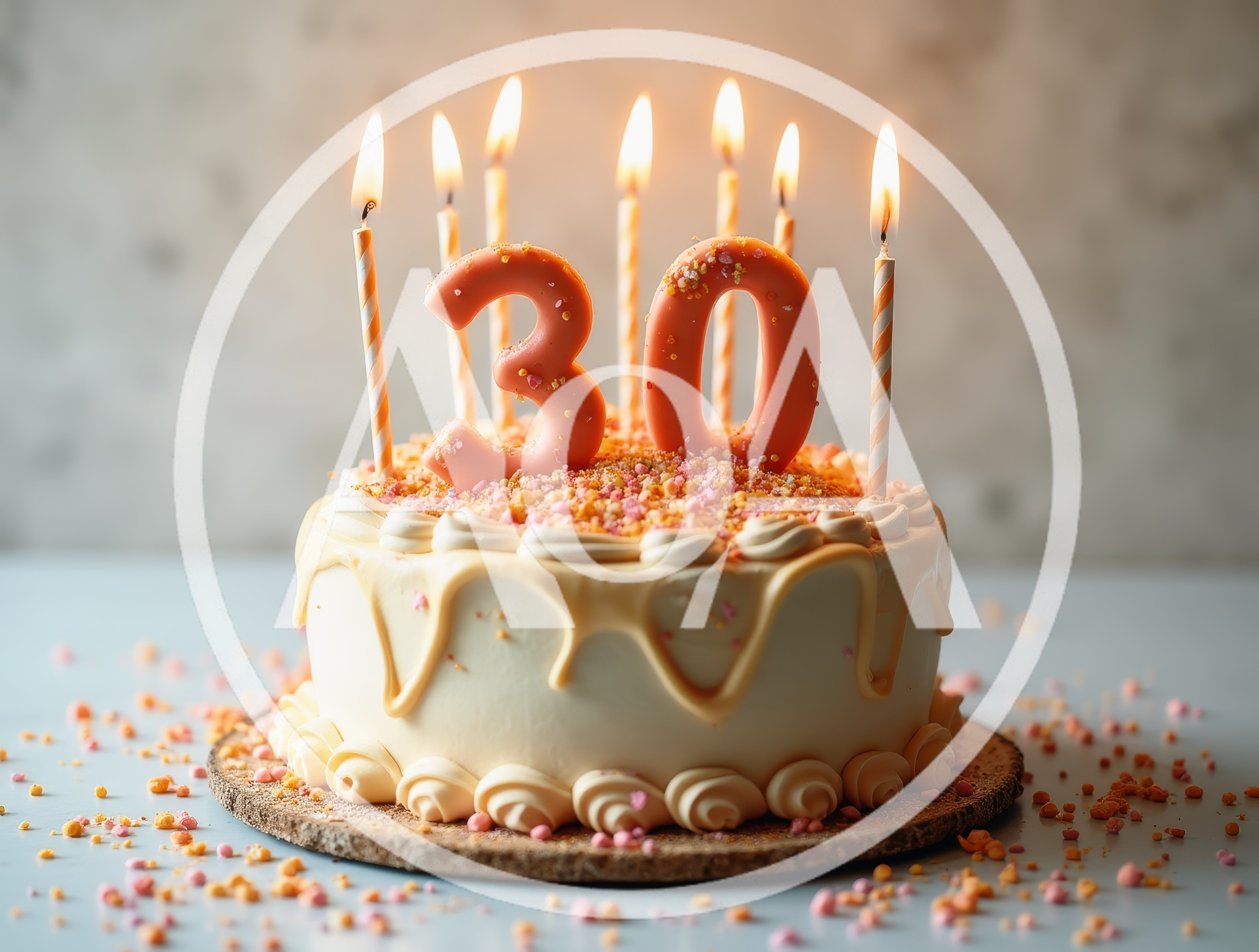 Birthday Cake With Number Thirty Candles