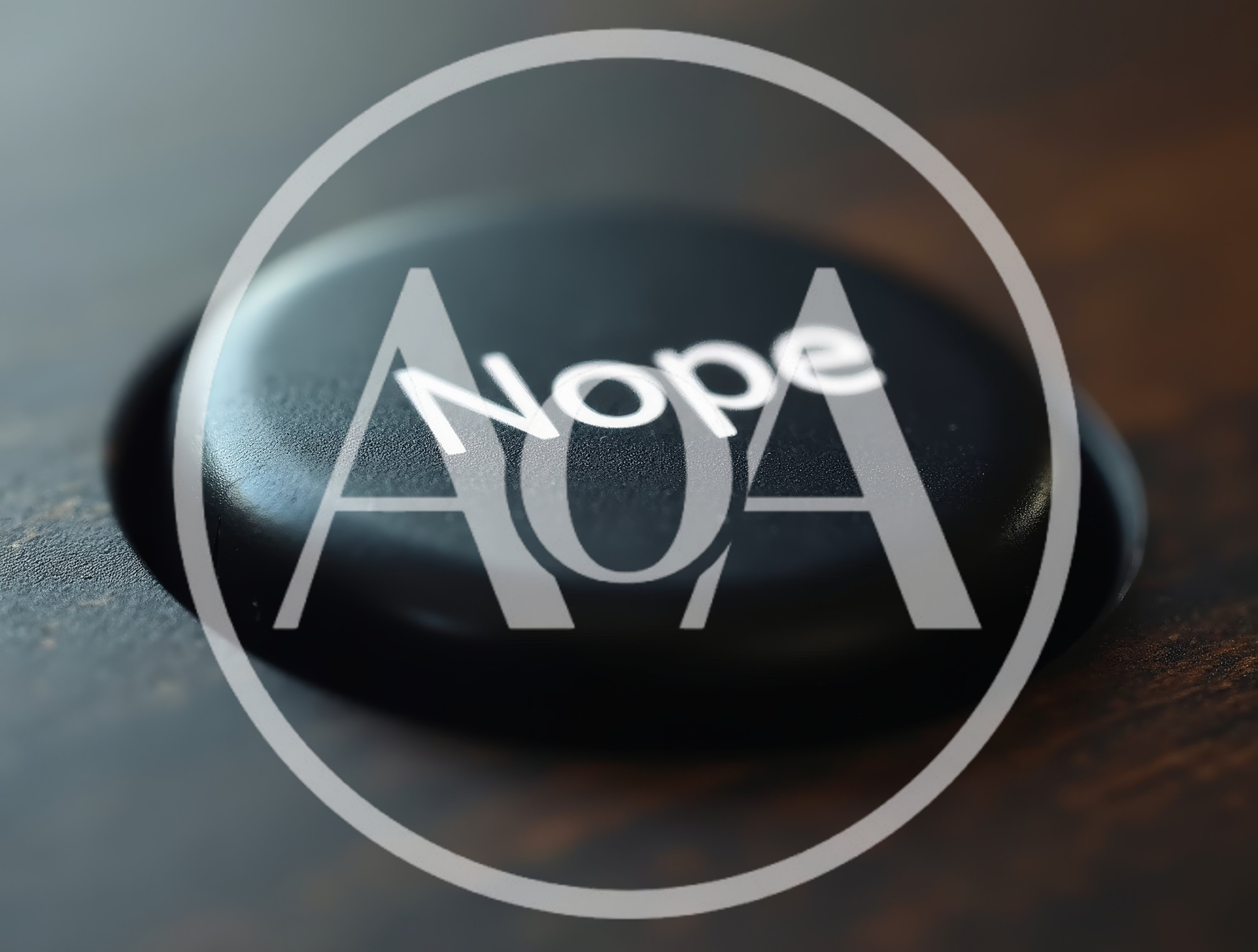 Close Up Of A Black Nope Button