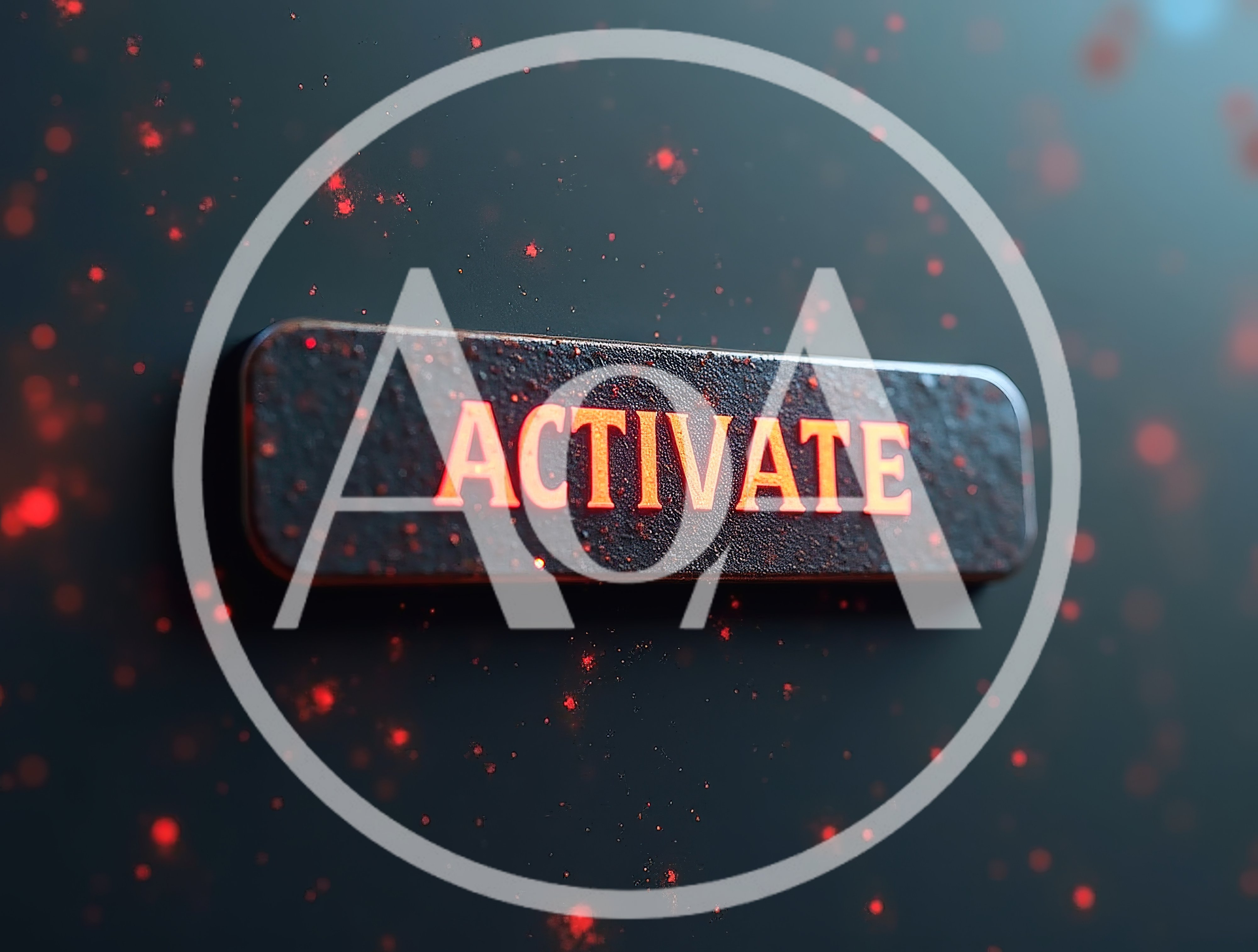 Glowing Activate Button On Dark Textured Surface