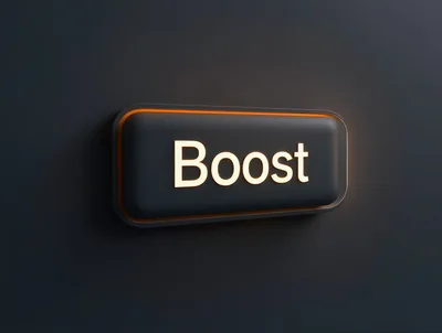 3D Rendered Glowing Boost Button On Dark Background