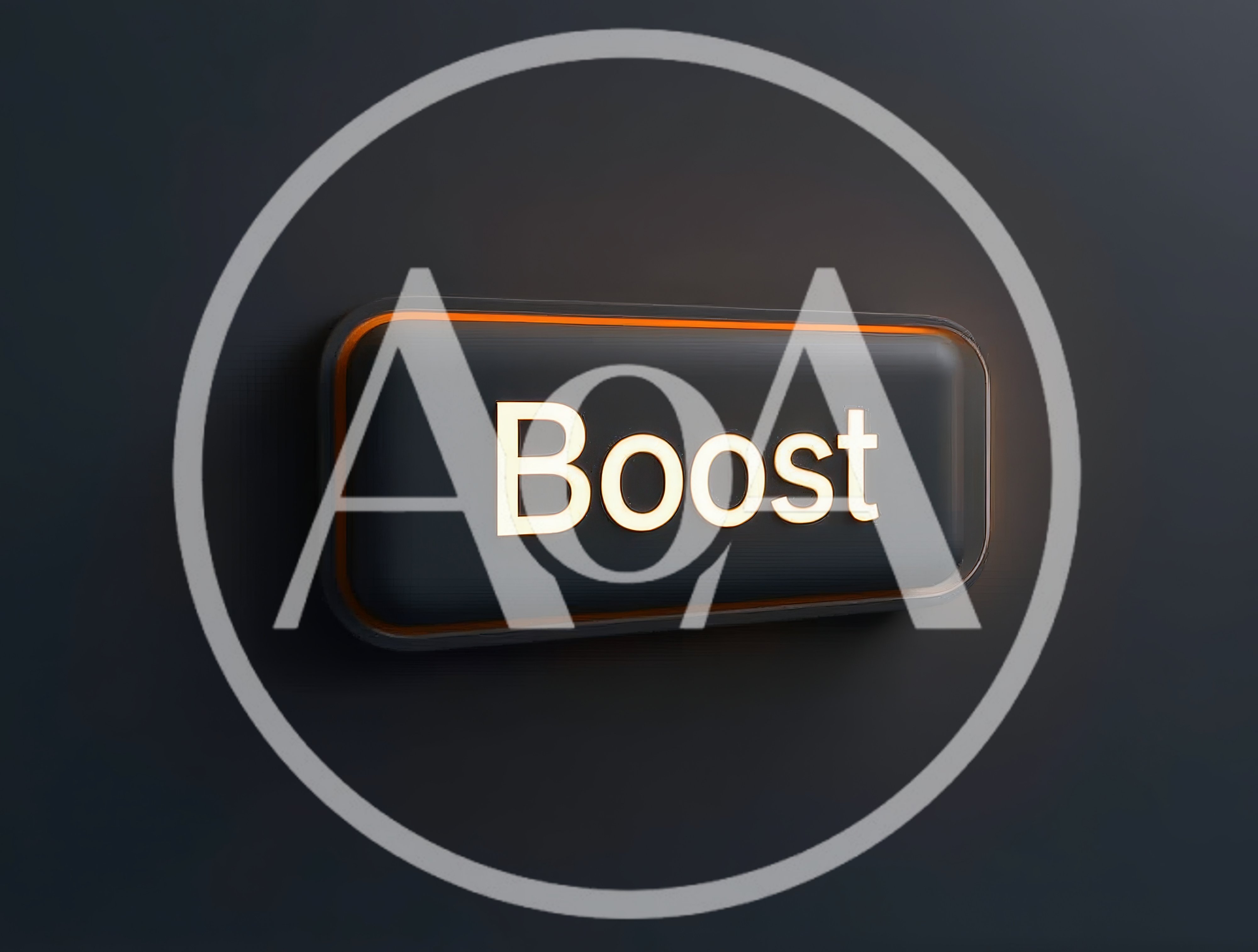 3D Rendered Glowing Boost Button On Dark Background