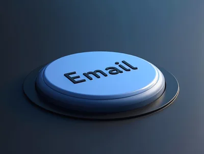 3D Rendered Blue Email Button On Dark Background