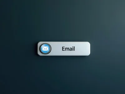 3D Rendered Email Button Icon On Dark Background