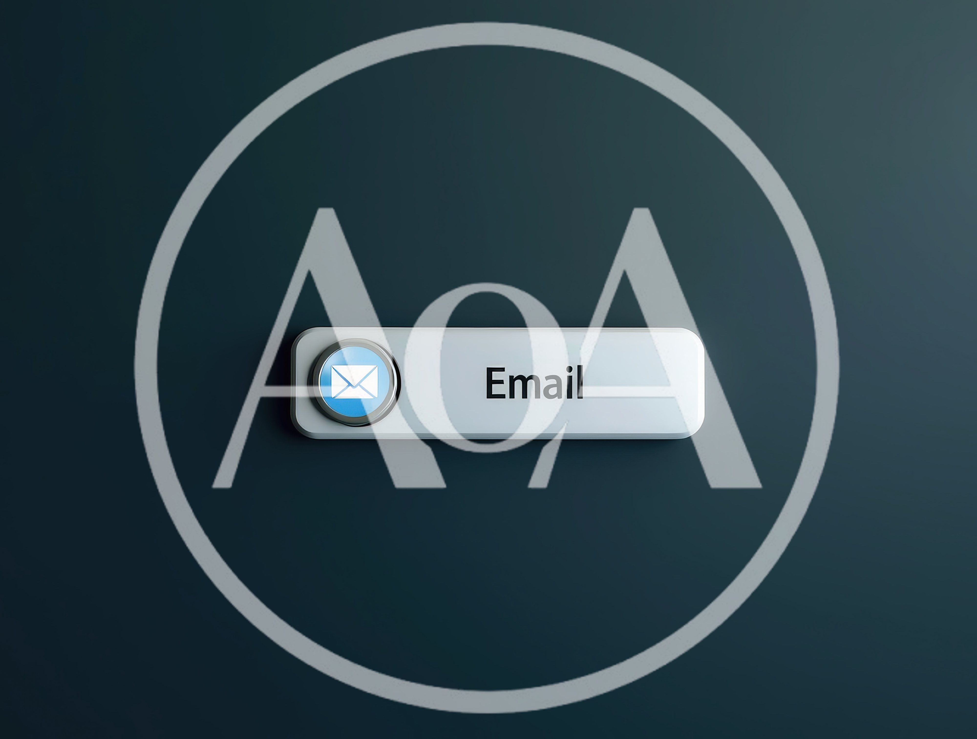 3D Rendered Email Button Icon On Dark Background