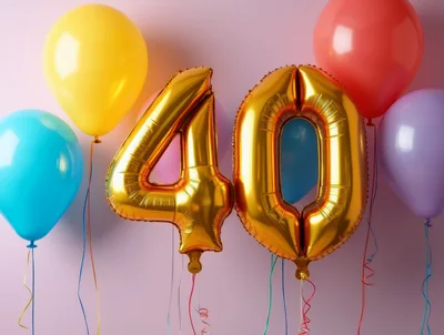 Gold Number Forty Balloons For Birthday Celebration