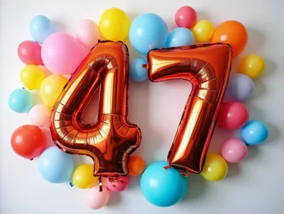 Number 47 Foil Balloons With Colorful Party Decor