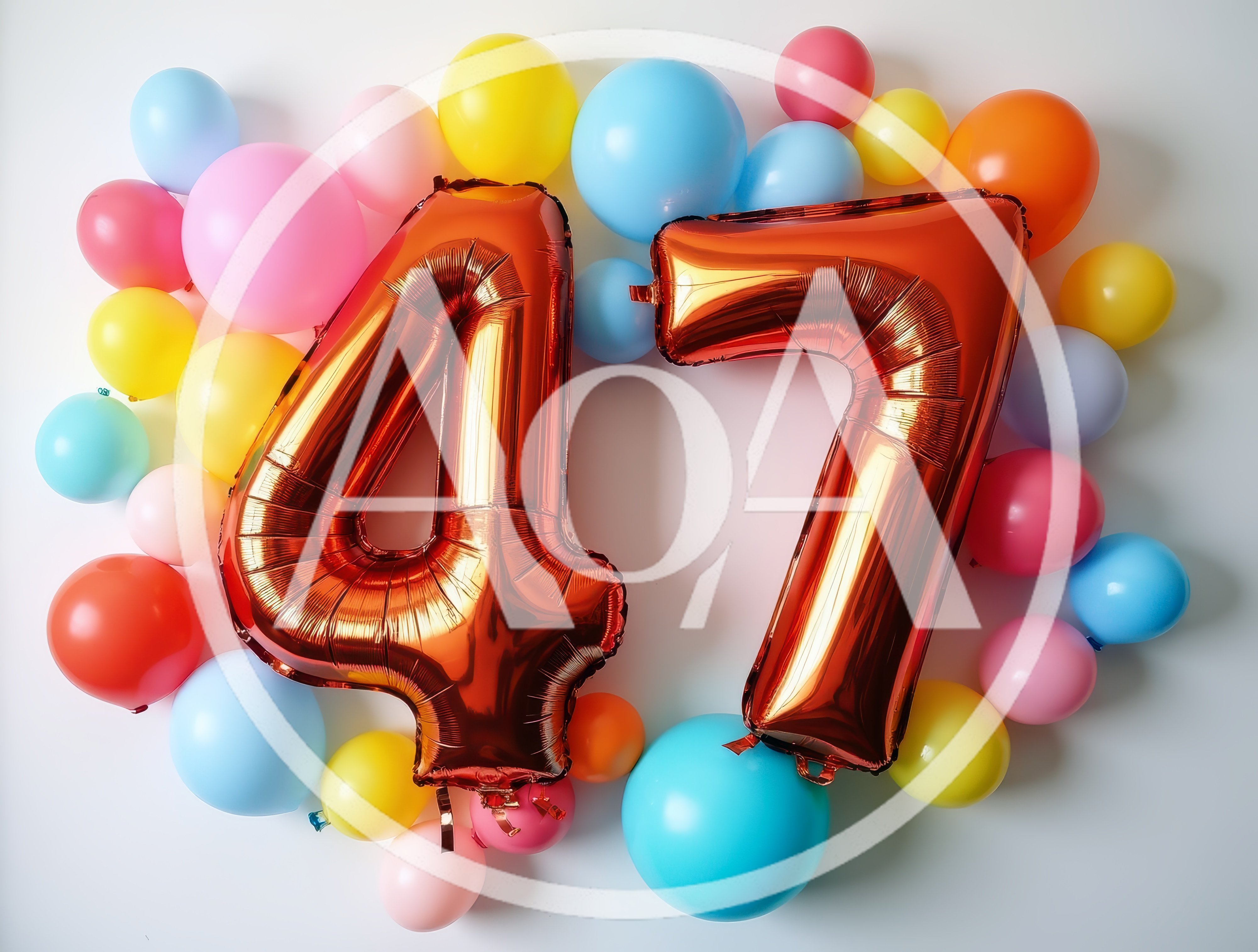 Number 47 Foil Balloons With Colorful Party Decor