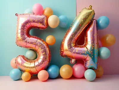 Number 54 Foil Balloons For Birthday Celebration