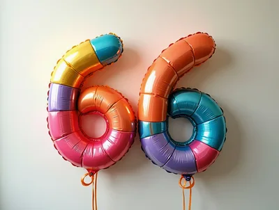 Colorful Number Sixty Six Foil Balloons