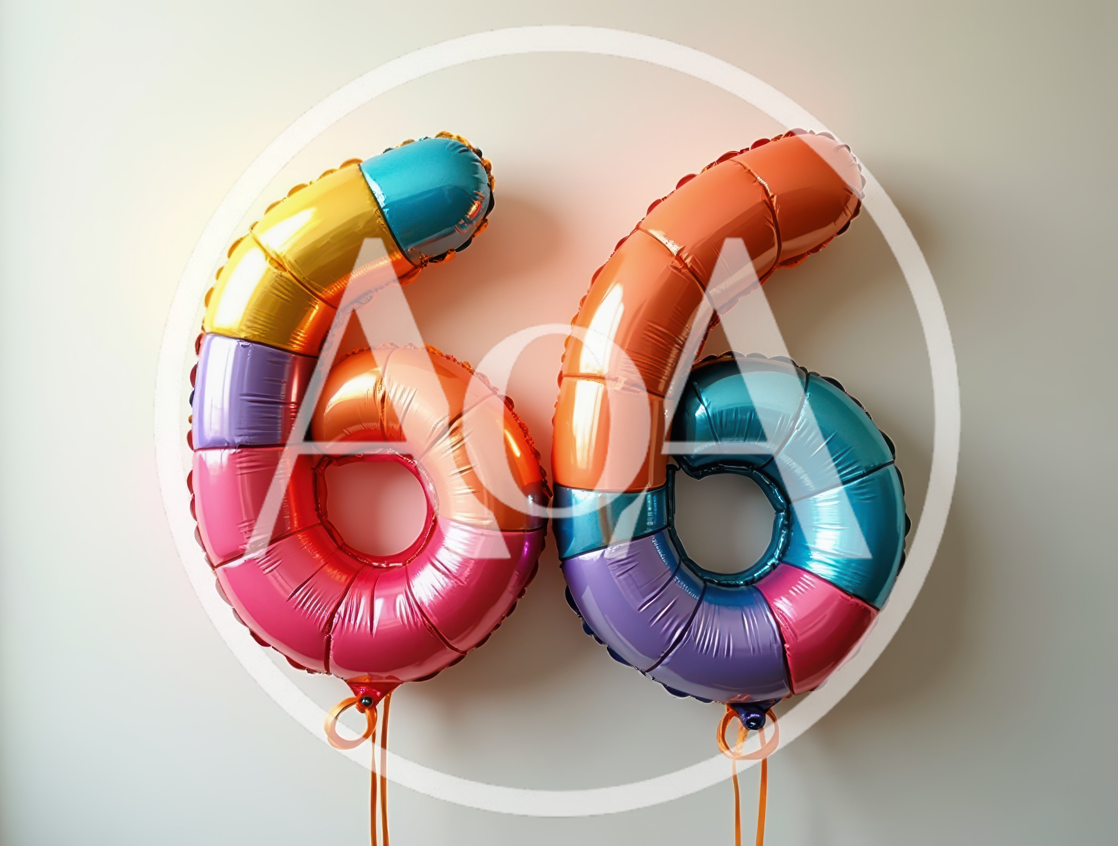 Colorful Number Sixty Six Foil Balloons