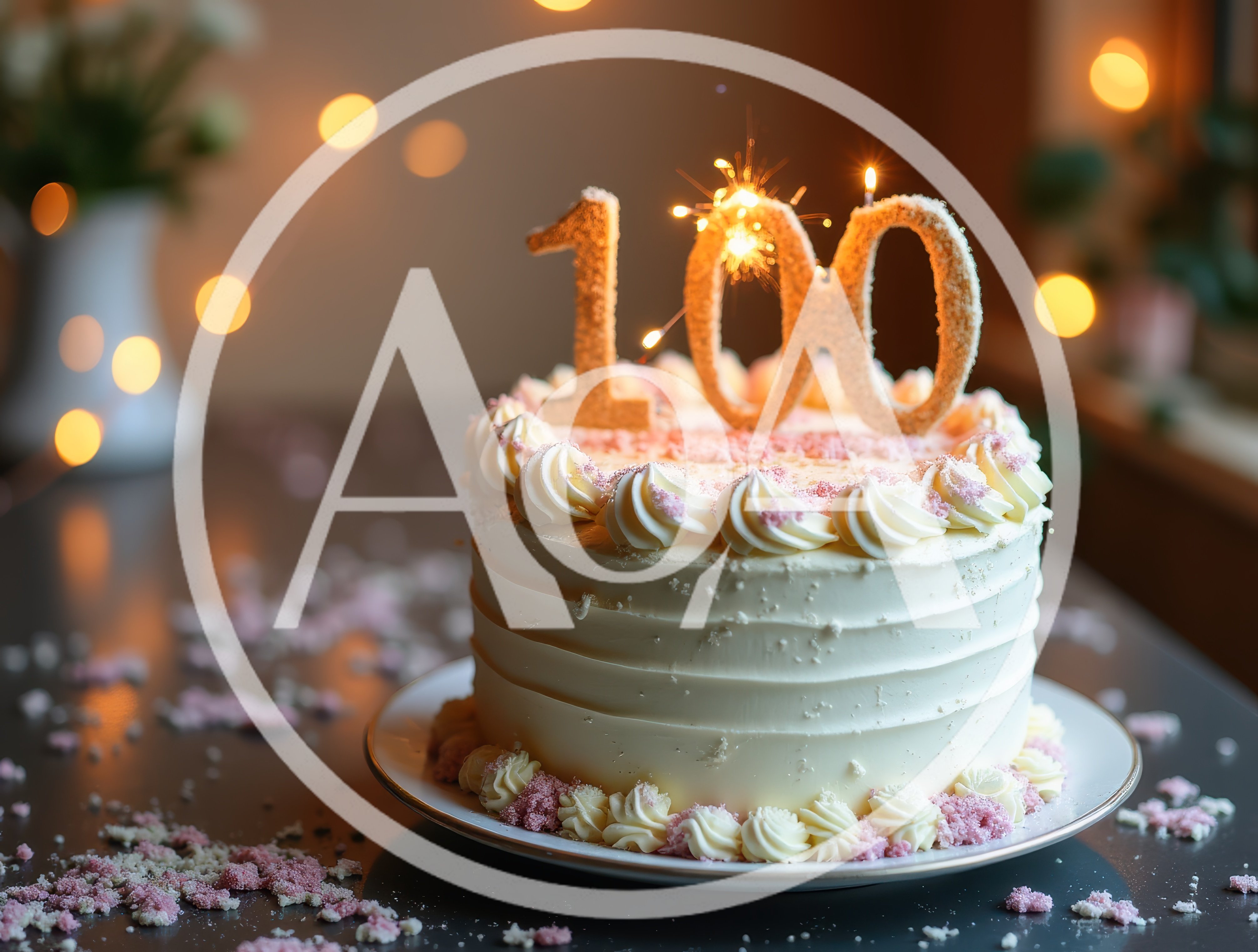 100th Birthday Celebration Cake With Sparkler