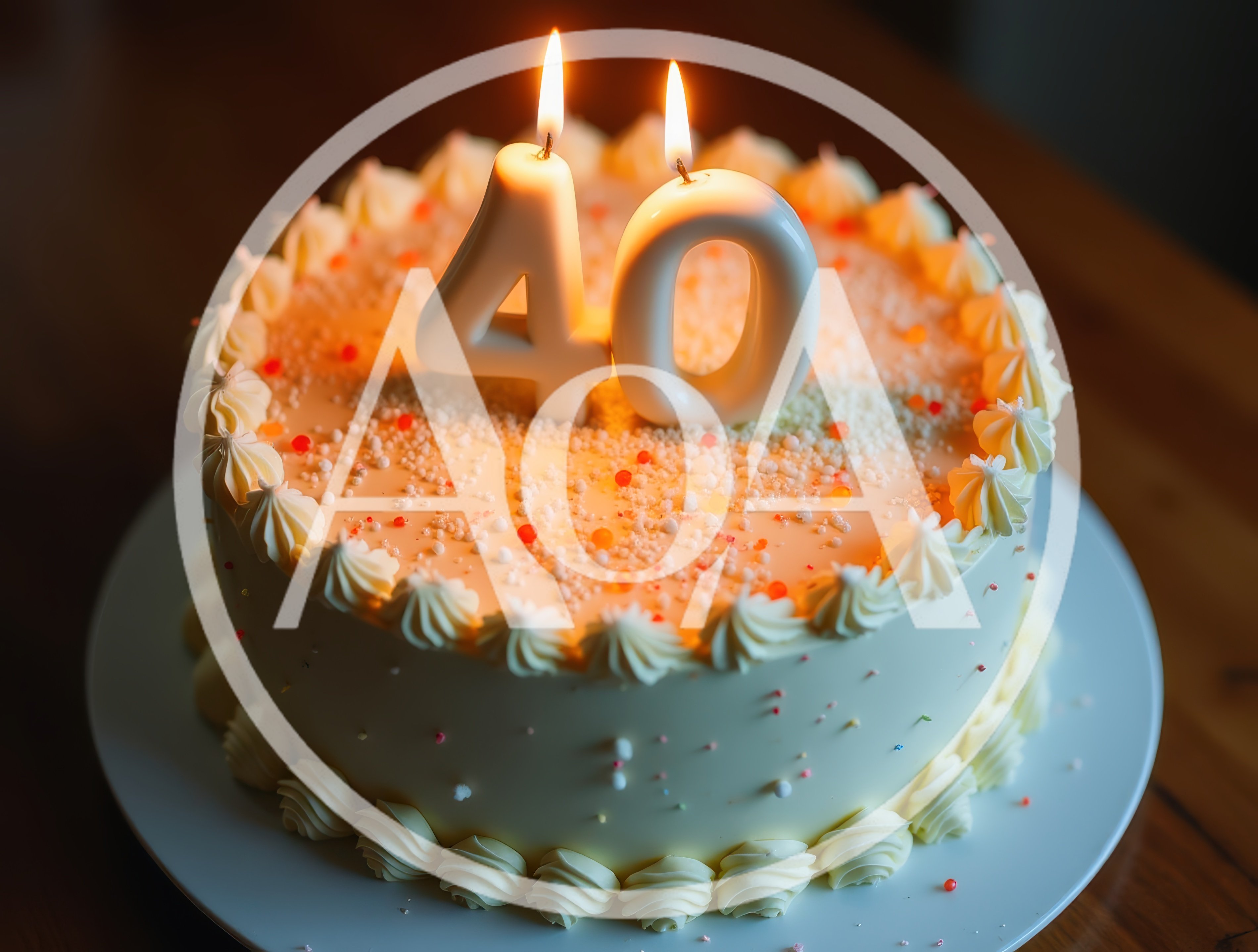 Birthday Cake With Number Forty Candles