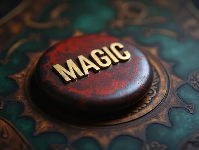 Gold Magic Text On A Textured Red Stone Surface