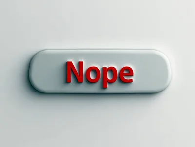 3D Rendered Red Nope Text On White Button
