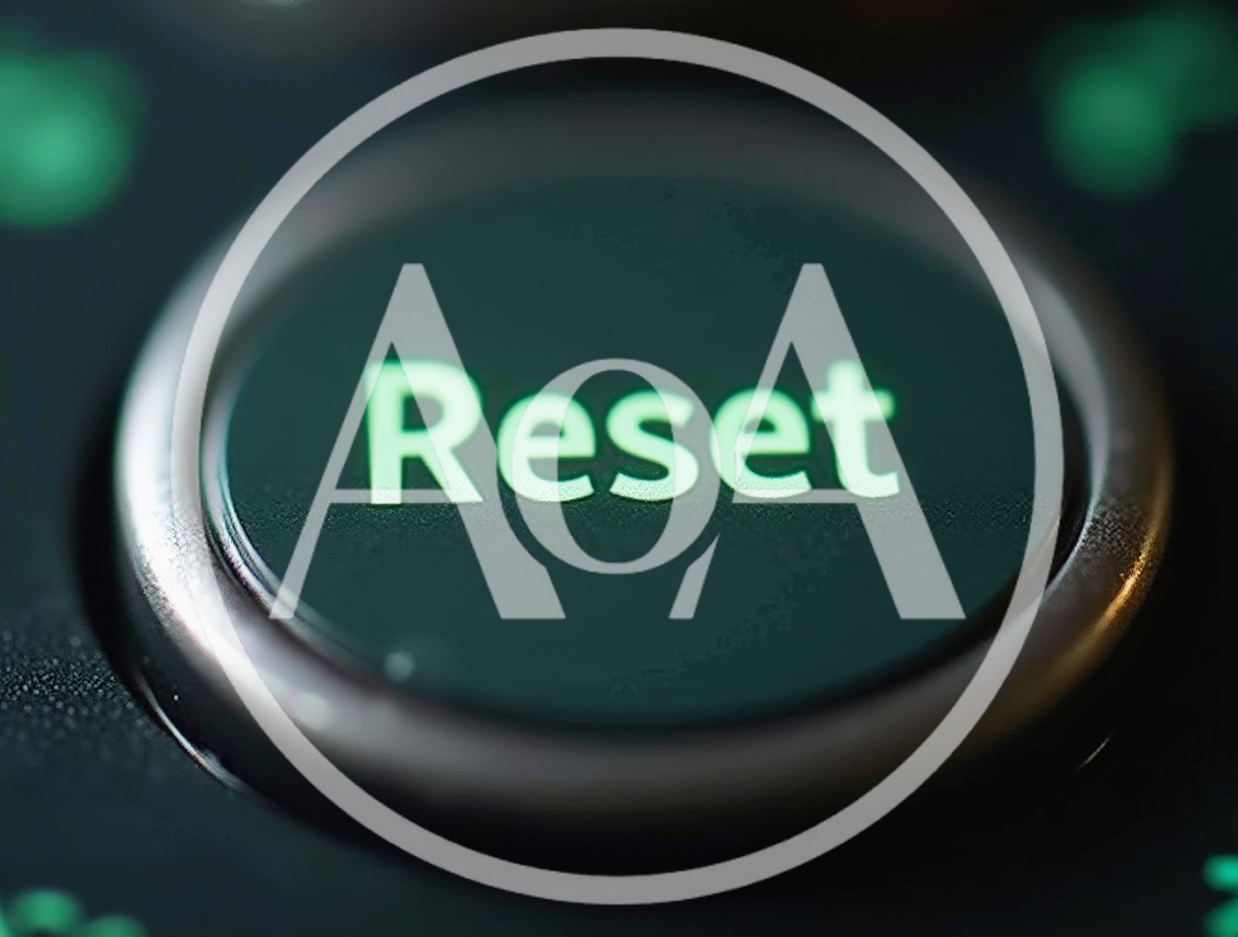 Close Up Of A Glowing Green Reset Button