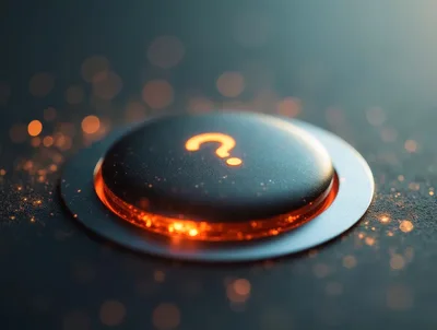 Glowing Question Mark Button On Dark Textured Surface