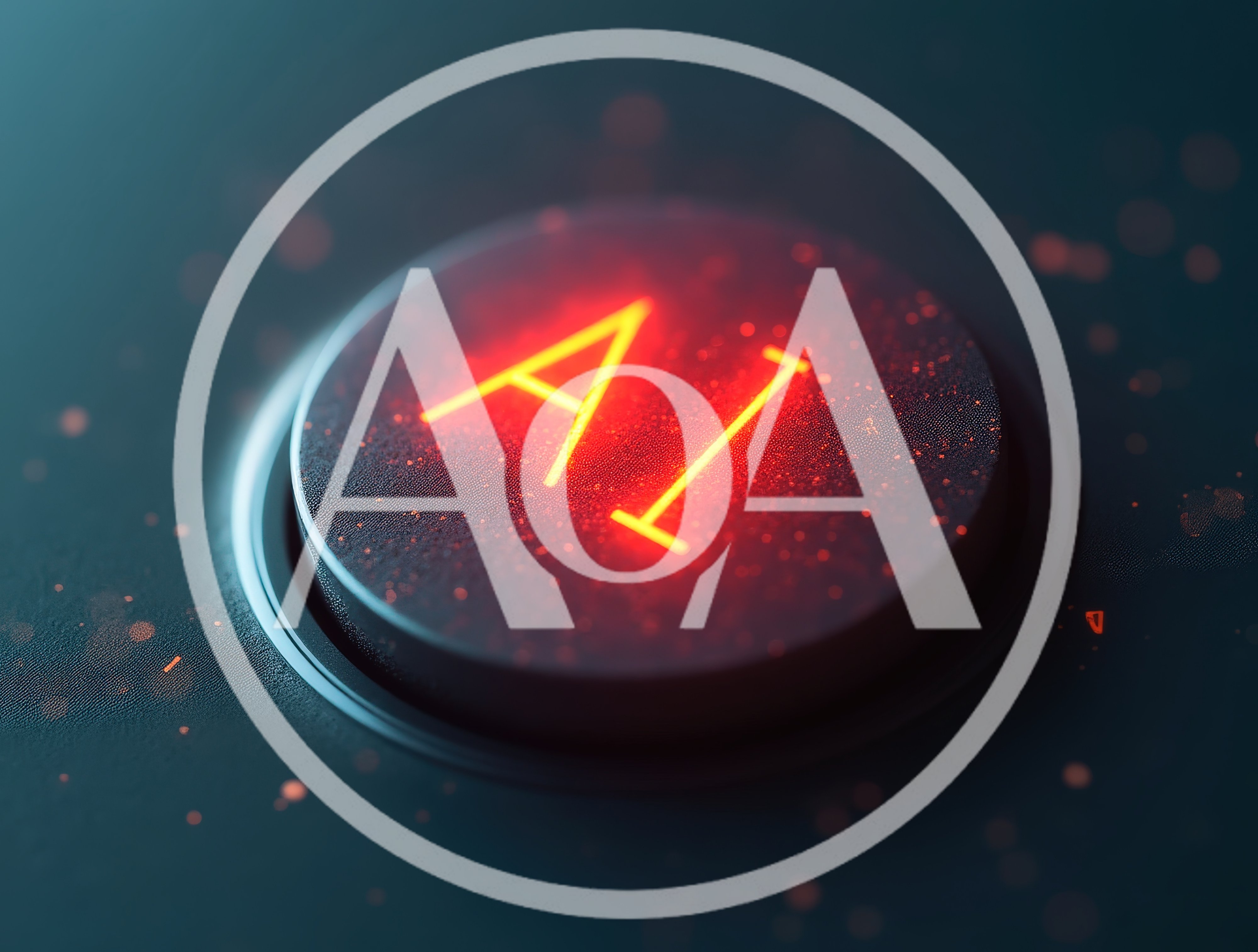 Glowing Red AI Button On Dark Textured Surface